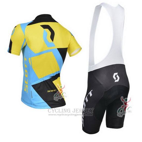 2014 Cycling Jersey Scott Black and Yellow Short Sleeve and Bib Short