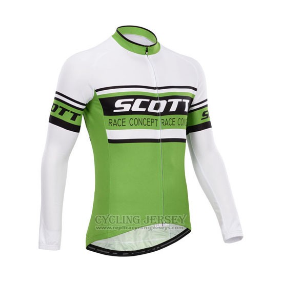 2014 Cycling Jersey Scott Green and White Long Sleeve and Bib Tight