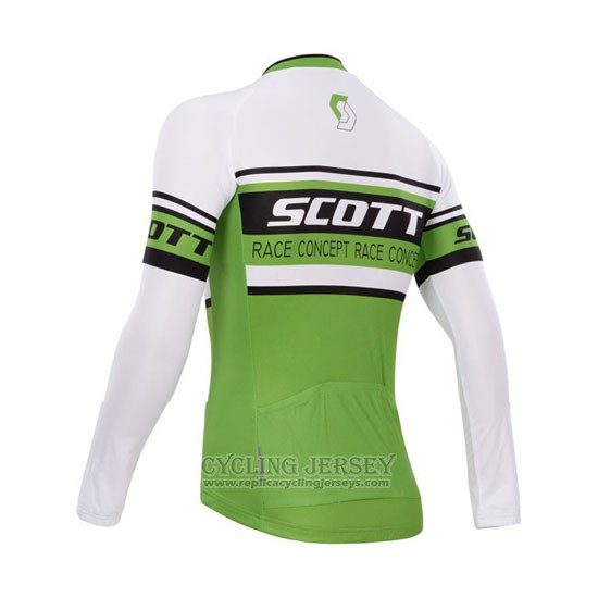 2014 Cycling Jersey Scott Green and White Long Sleeve and Bib Tight