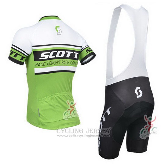2014 Cycling Jersey Scott White and Green Short Sleeve and Bib Short