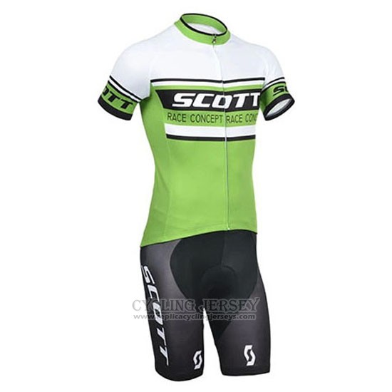 2014 Cycling Jersey Scott White and Green Short Sleeve and Bib Short