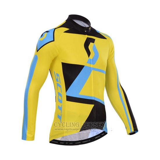 2014 Cycling Jersey Scott Yellow and Black Long Sleeve and Bib Tight