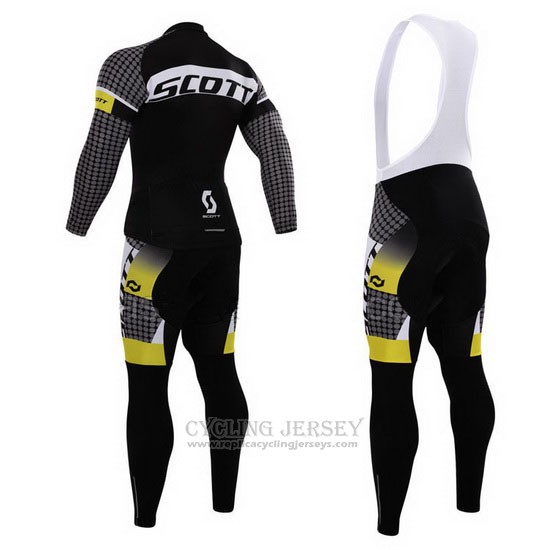 2015 Cycling Jersey Scott White and Black Long Sleeve and Bib Tight