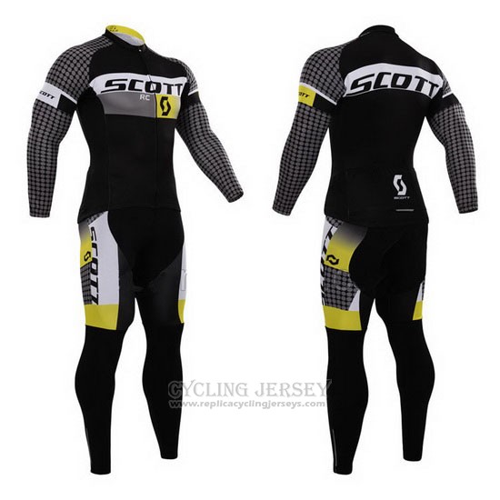 2015 Cycling Jersey Scott White and Black Long Sleeve and Bib Tight