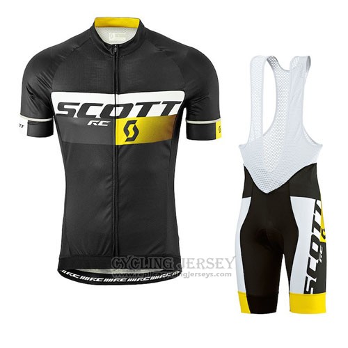 2016 Cycling Jersey Scott Black Short Sleeve and Bib Short
