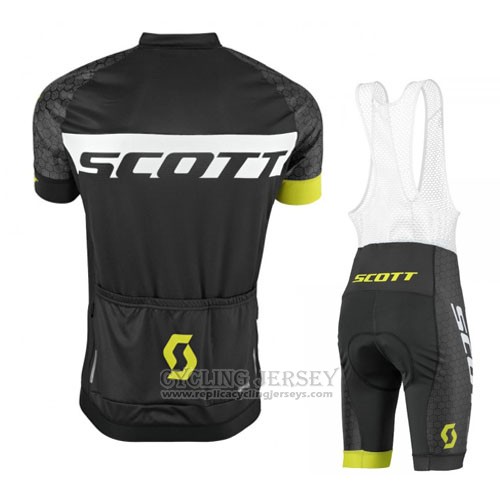 2016 Cycling Jersey Scott Black Yellow Short Sleeve and Bib Short