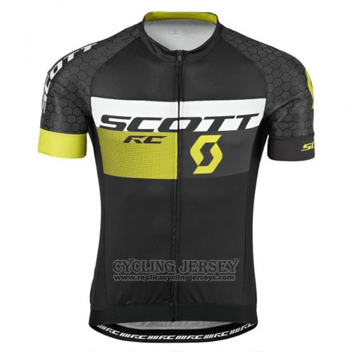 2016 Cycling Jersey Scott Black Yellow Short Sleeve and Bib Short