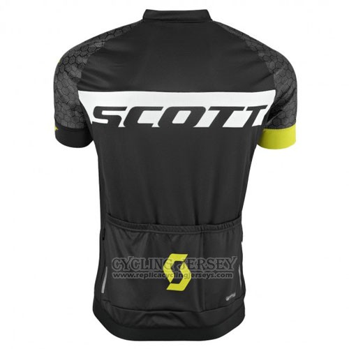 2016 Cycling Jersey Scott Black Yellow Short Sleeve and Bib Short