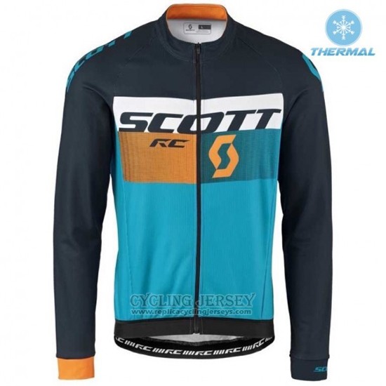 2016 Cycling Jersey Scott Black and Bluee Long Sleeve and Bib Tight