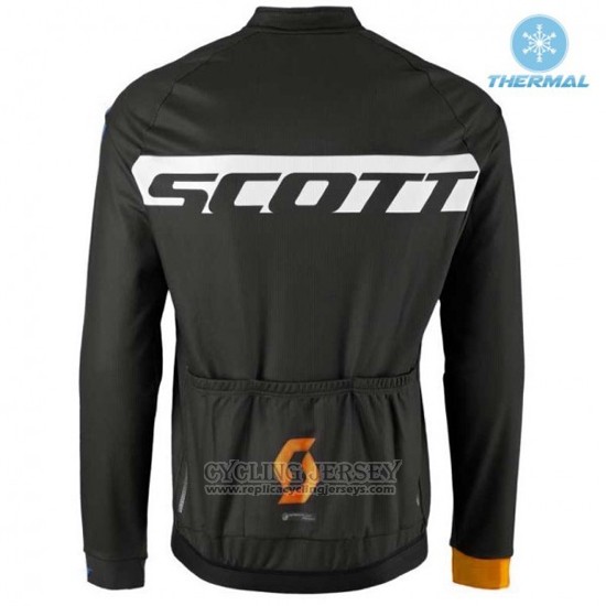 2016 Cycling Jersey Scott Black and Bluee Long Sleeve and Bib Tight