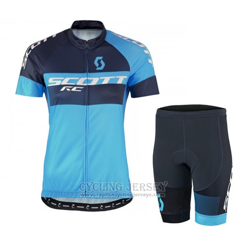 2016 Cycling Jersey Scott Black and Bluee Short Sleeve and Bib Short