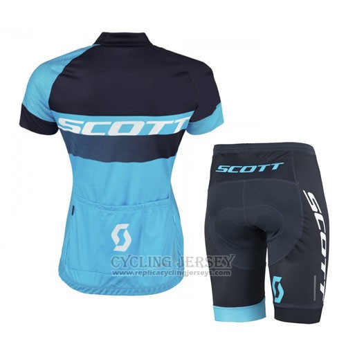 2016 Cycling Jersey Scott Black and Bluee Short Sleeve and Bib Short