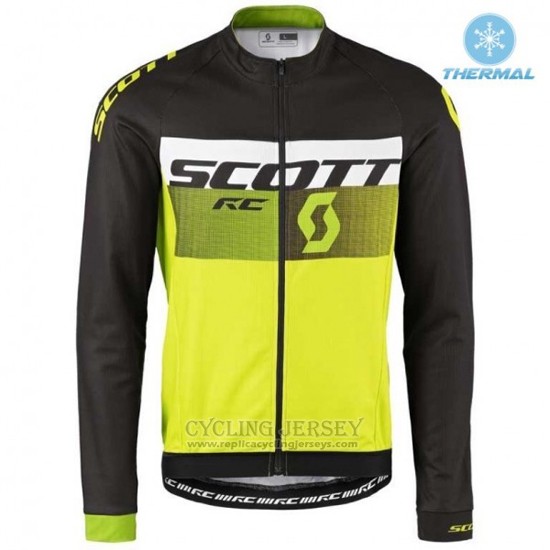 2016 Cycling Jersey Scott Black and Bright Green Long Sleeve and Bib Tight