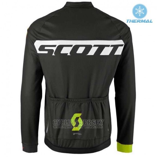 2016 Cycling Jersey Scott Black and Bright Green Long Sleeve and Bib Tight