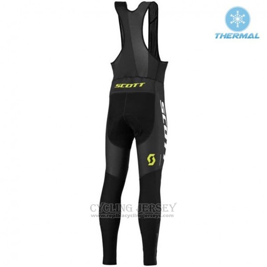 2016 Cycling Jersey Scott Black and Bright Green Long Sleeve and Bib Tight