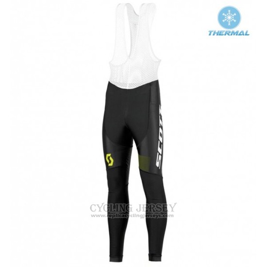 2016 Cycling Jersey Scott Black and Green Long Sleeve and Bib Tight