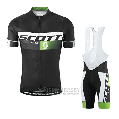 2016 Cycling Jersey Scott Black and Green Short Sleeve and Bib Short