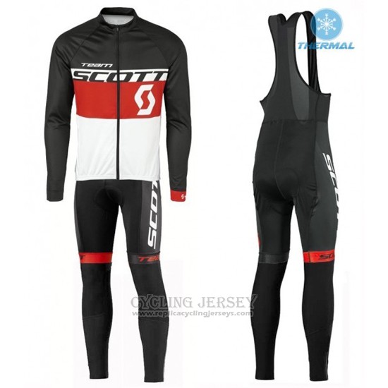 2016 Cycling Jersey Scott Black and Red Long Sleeve and Bib Tight