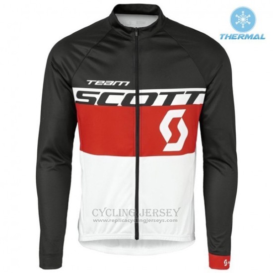 2016 Cycling Jersey Scott Black and Red Long Sleeve and Bib Tight