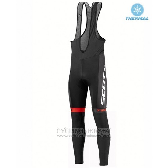 2016 Cycling Jersey Scott Black and Red Long Sleeve and Bib Tight