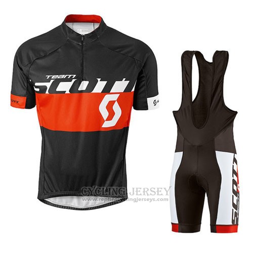 2016 Cycling Jersey Scott Black and Red Short Sleeve and Bib Short