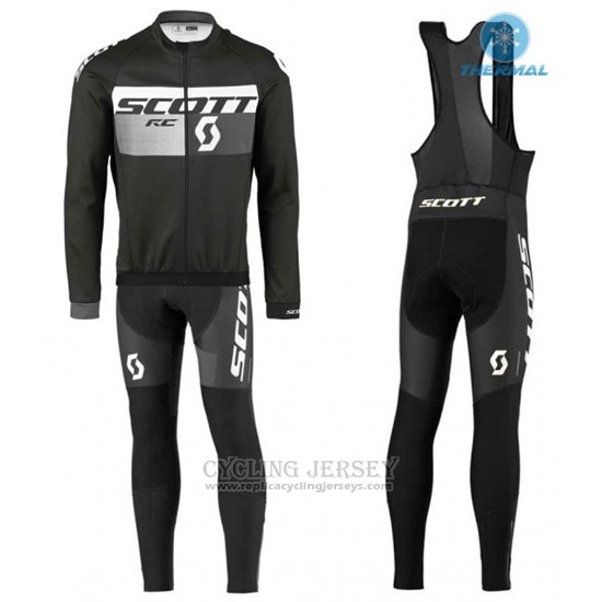 2016 Cycling Jersey Scott Black and White Long Sleeve and Bib Tight