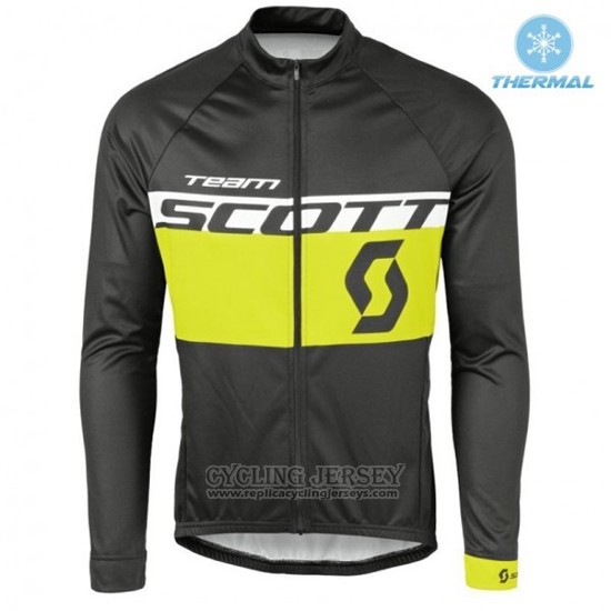 2016 Cycling Jersey Scott Black and Yellow Long Sleeve and Bib Tight