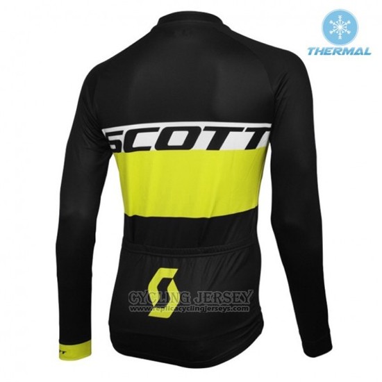 2016 Cycling Jersey Scott Black and Yellow Long Sleeve and Bib Tight
