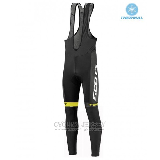 2016 Cycling Jersey Scott Black and Yellow Long Sleeve and Bib Tight