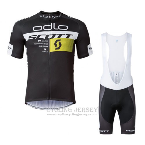 2016 Cycling Jersey Scott Black and Yellow Short Sleeve and Bib Short