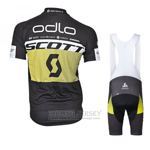 2016 Cycling Jersey Scott Black and Yellow Short Sleeve and Bib Short