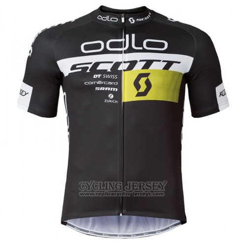 2016 Cycling Jersey Scott Black and Yellow Short Sleeve and Bib Short