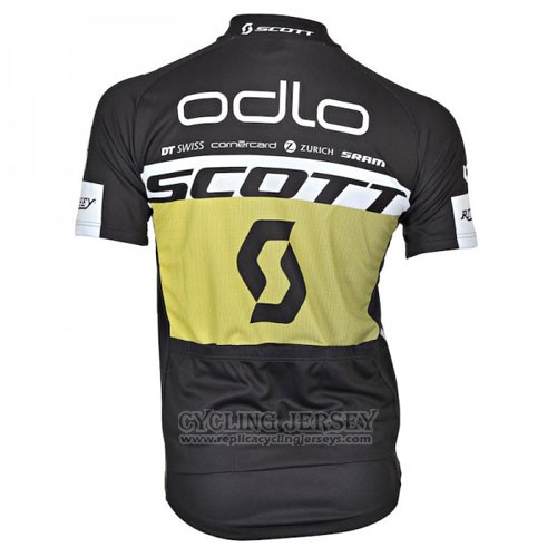 2016 Cycling Jersey Scott Black and Yellow Short Sleeve and Bib Short