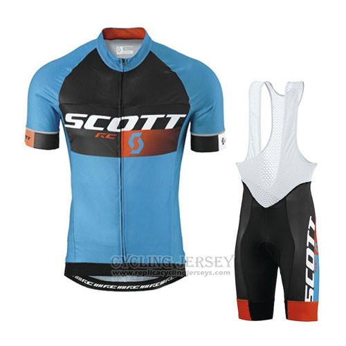 2016 Cycling Jersey Scott Bluee and Orange Short Sleeve and Bib Short