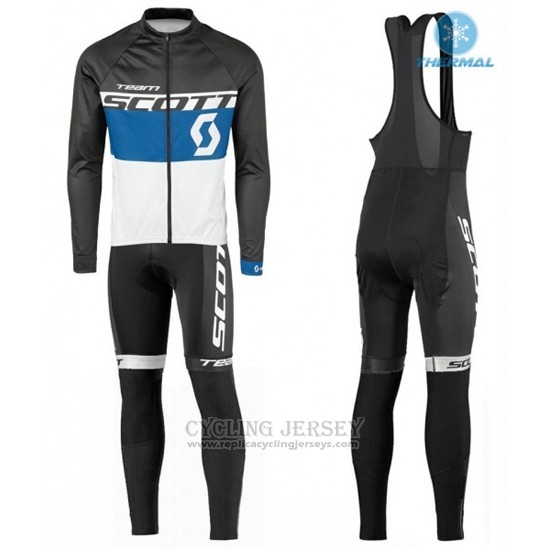 2016 Cycling Jersey Scott Bluee and White Long Sleeve and Bib Tight