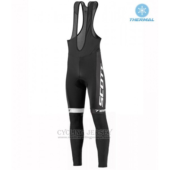 2016 Cycling Jersey Scott Bluee and White Long Sleeve and Bib Tight