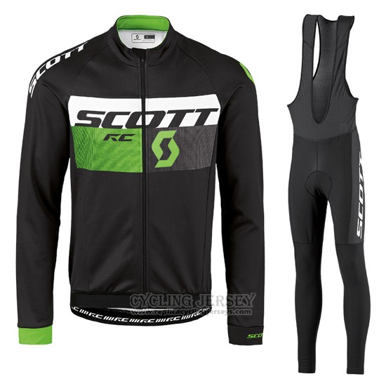 2016 Cycling Jersey Scott Green and Black Long Sleeve and Bib Tight