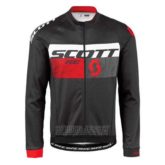 2016 Cycling Jersey Scott Red and Black Long Sleeve and Bib Tight