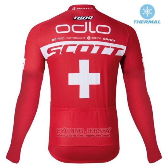2016 Cycling Jersey Scott Red and White Long Sleeve and Bib Tight