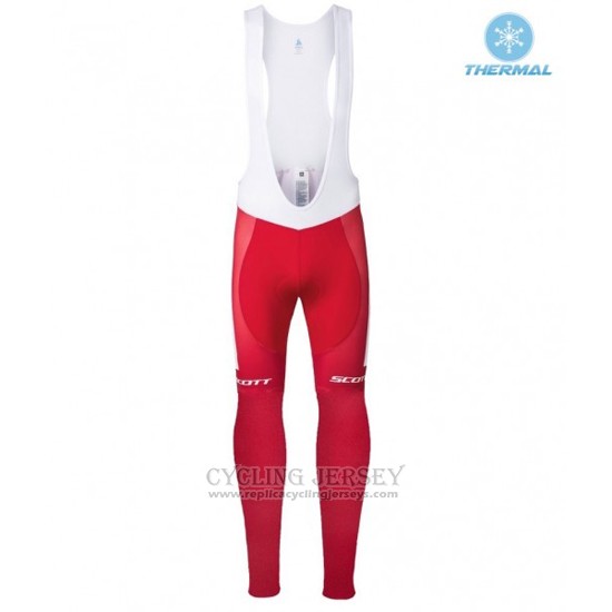 2016 Cycling Jersey Scott Red and White Long Sleeve and Bib Tight