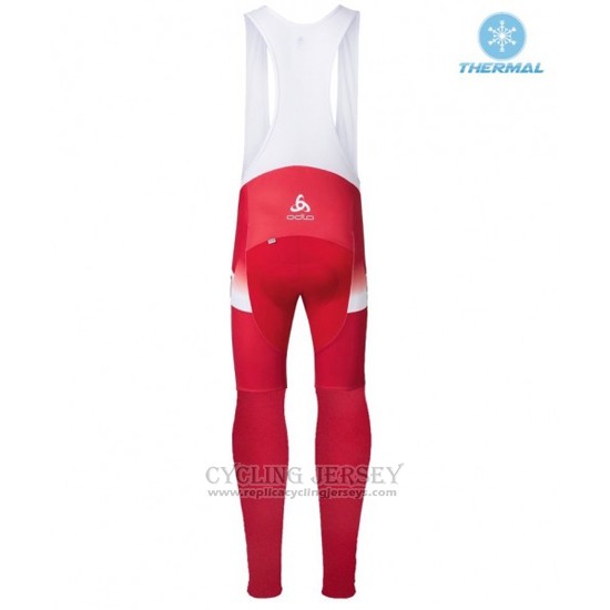2016 Cycling Jersey Scott Red and White Long Sleeve and Bib Tight