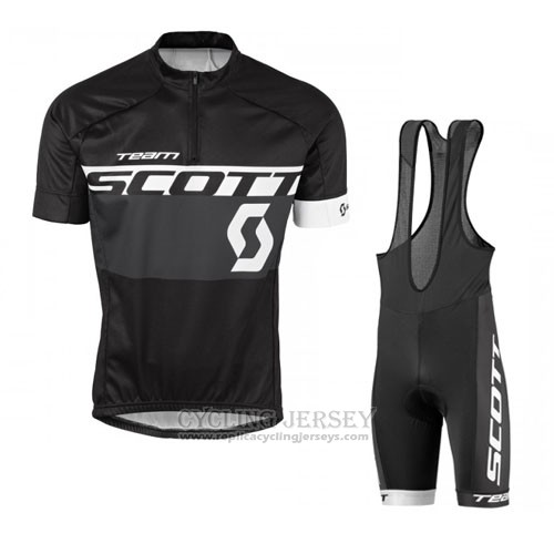 2016 Cycling Jersey Scott White and Black Short Sleeve and Bib Short