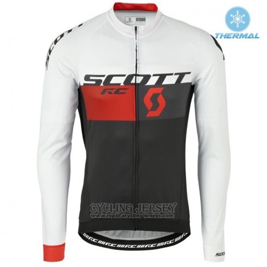 2016 Cycling Jersey Scott White and Red Long Sleeve and Bib Tight