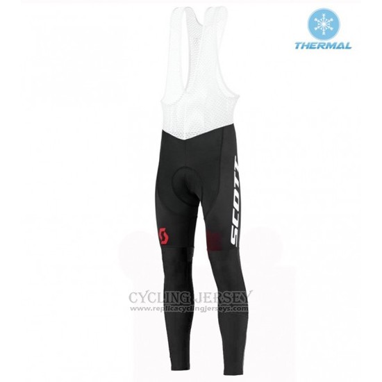 2016 Cycling Jersey Scott White and Red Long Sleeve and Bib Tight