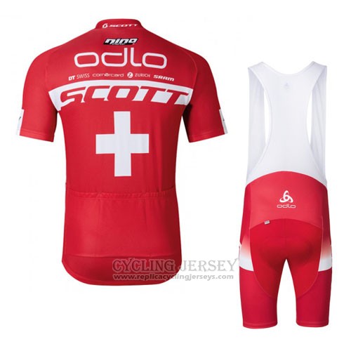 2016 Cycling Jersey Scott White and Red Short Sleeve and Bib Short