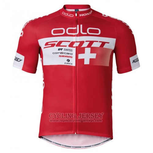 2016 Cycling Jersey Scott White and Red Short Sleeve and Bib Short