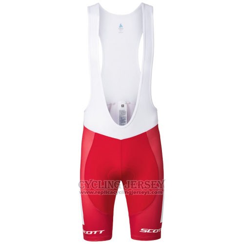 2016 Cycling Jersey Scott White and Red Short Sleeve and Bib Short
