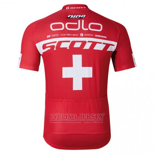 2016 Cycling Jersey Scott White and Red Short Sleeve and Bib Short
