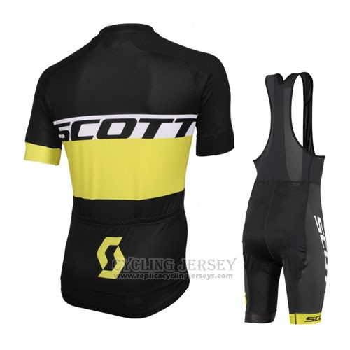 2016 Cycling Jersey Scott Yellow Black Short Sleeve and Bib Short