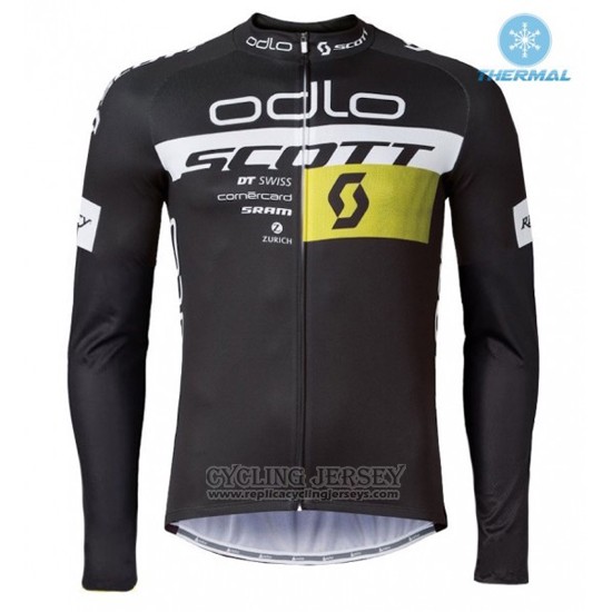 2016 Cycling Jersey Scott Yellow and Black Long Sleeve and Bib Tight